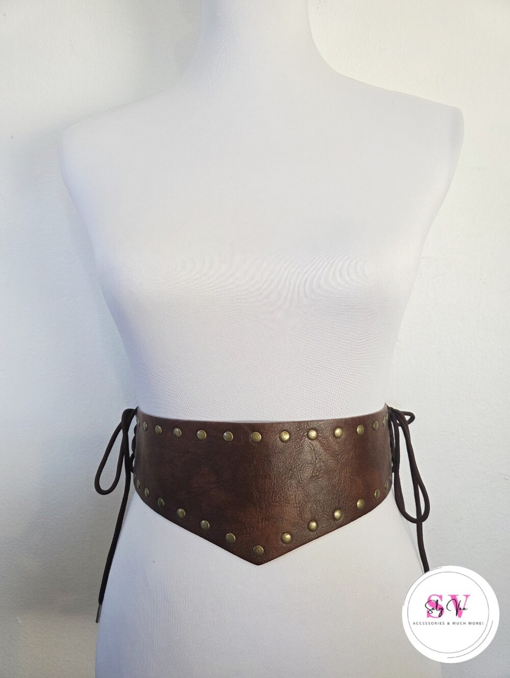Brown Studded Belt With Tie Up Sides